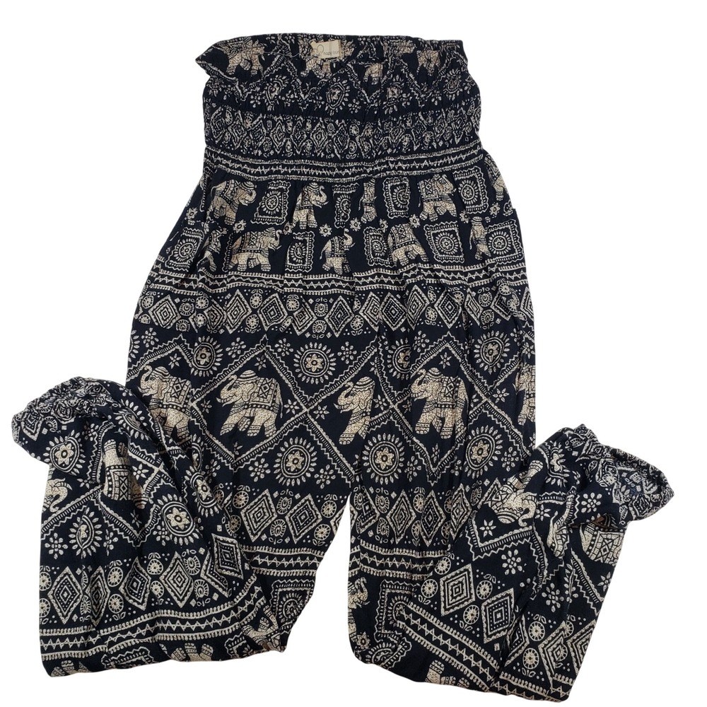 Happy Trunk Elephant Print‎ Harem Pants Boho Hippie Festival Size M